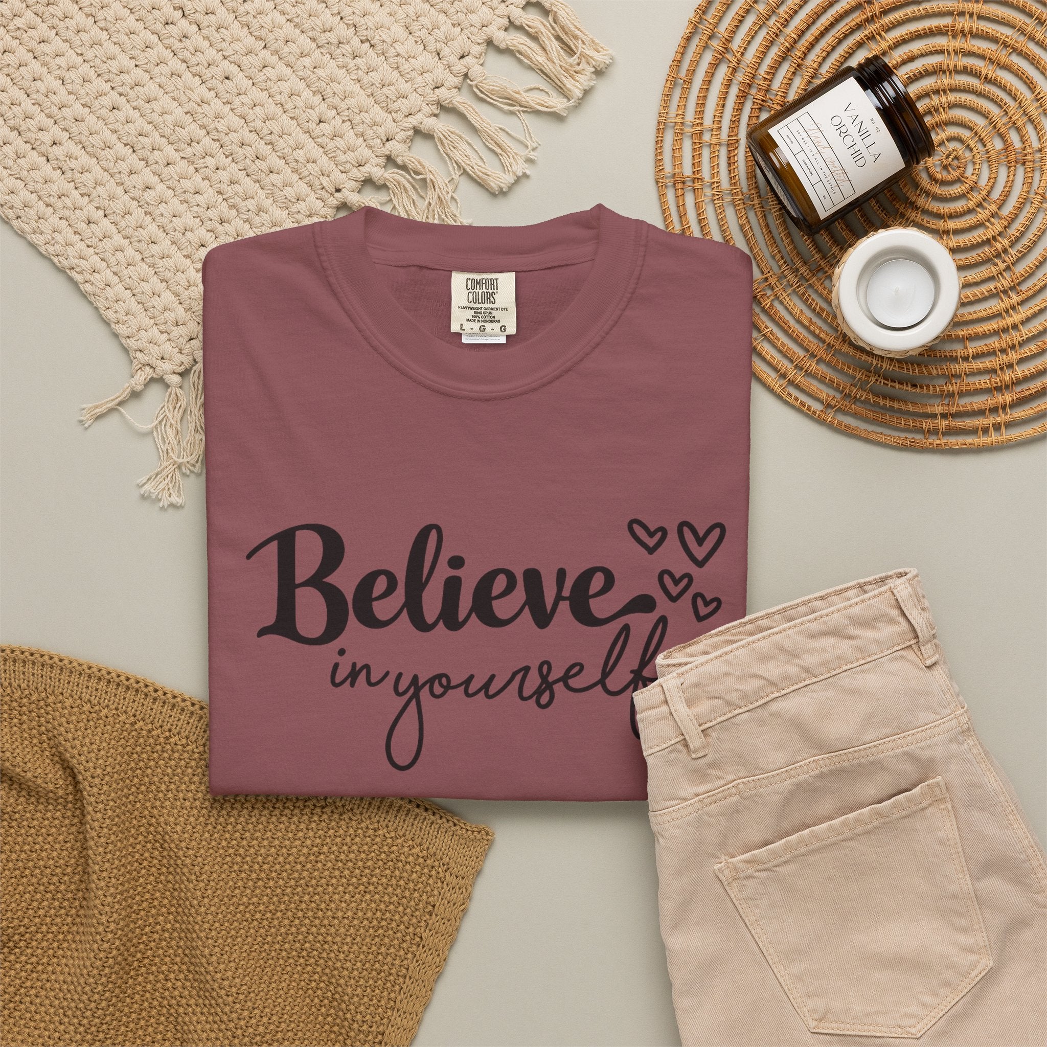 Believe in Yourself T-Shirt — Inspirational Graphic Tee with Hearts