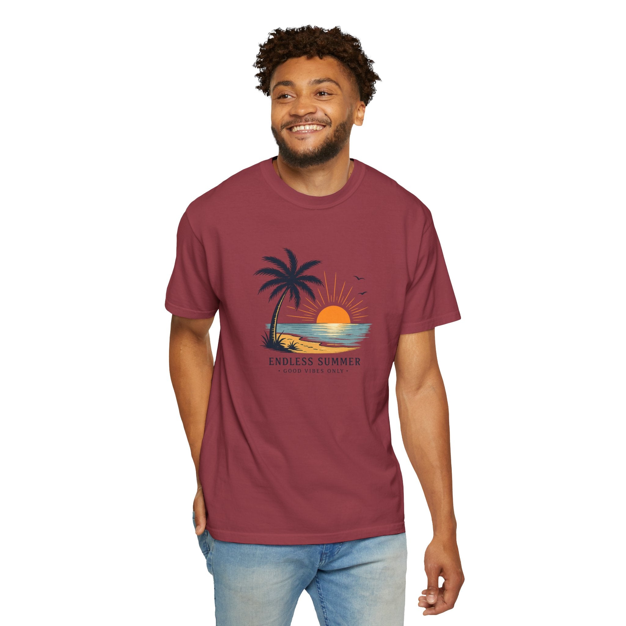 Endless Summer Beach T-Shirt — Sunset Palm Island Graphic Tee