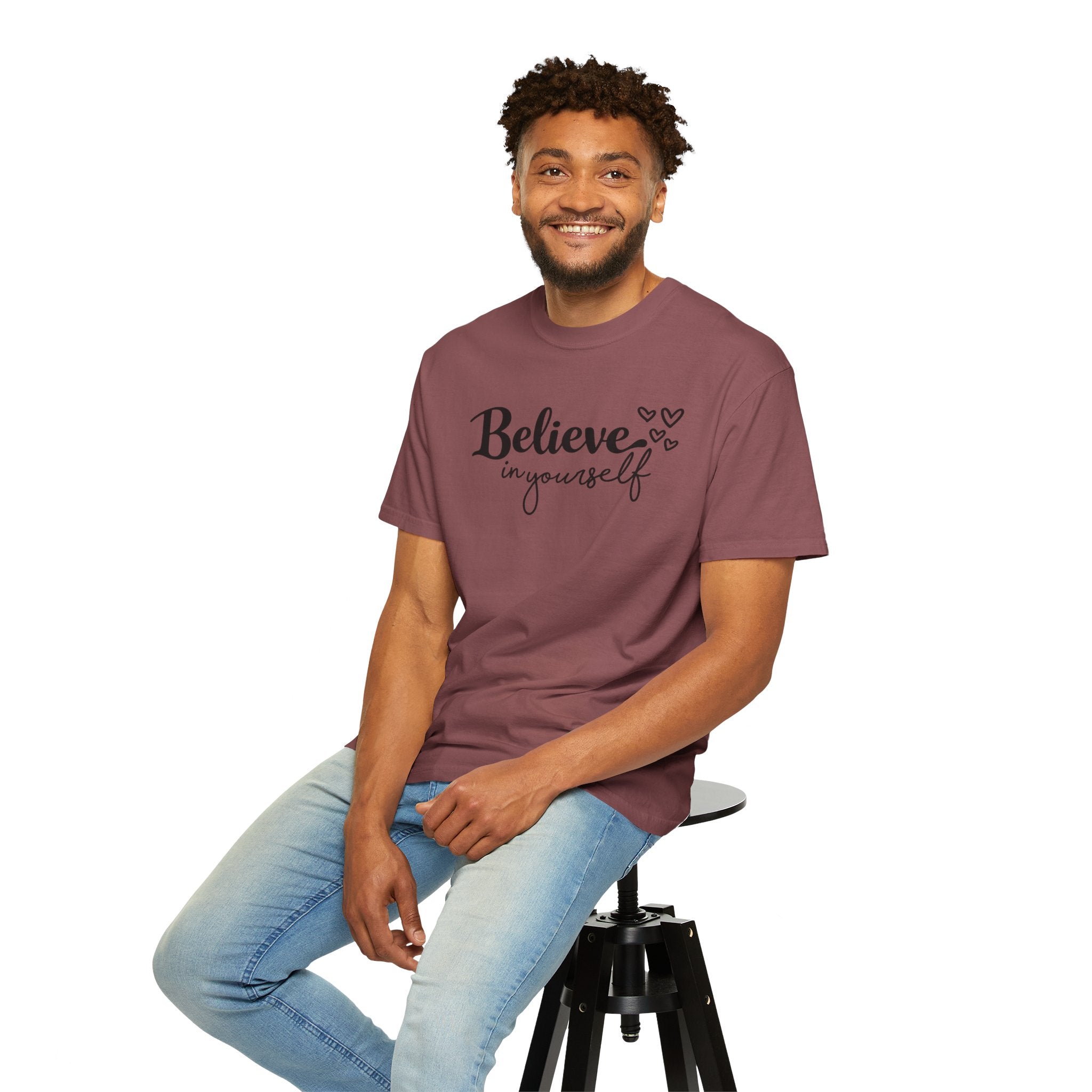 Believe in Yourself T-Shirt — Inspirational Graphic Tee with Hearts
