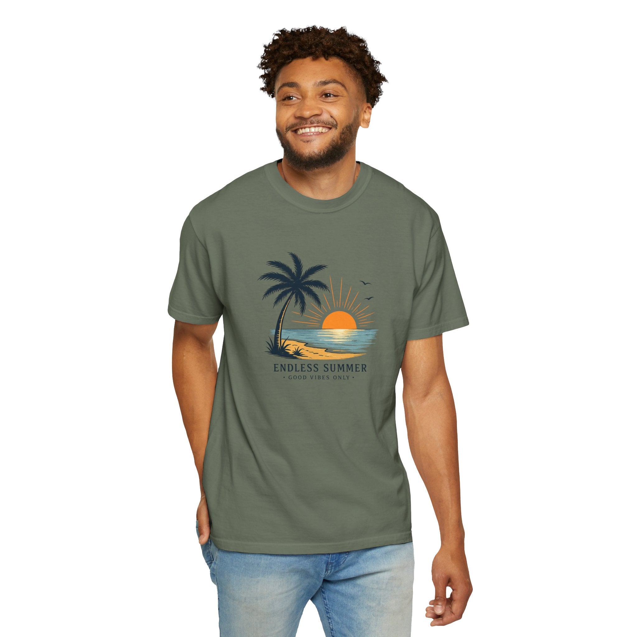 Endless Summer Beach T-Shirt — Sunset Palm Island Graphic Tee
