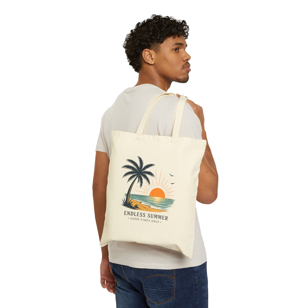 Tote Bag — "Endless Summer" Palm Tree Sunset Canvas Tote
