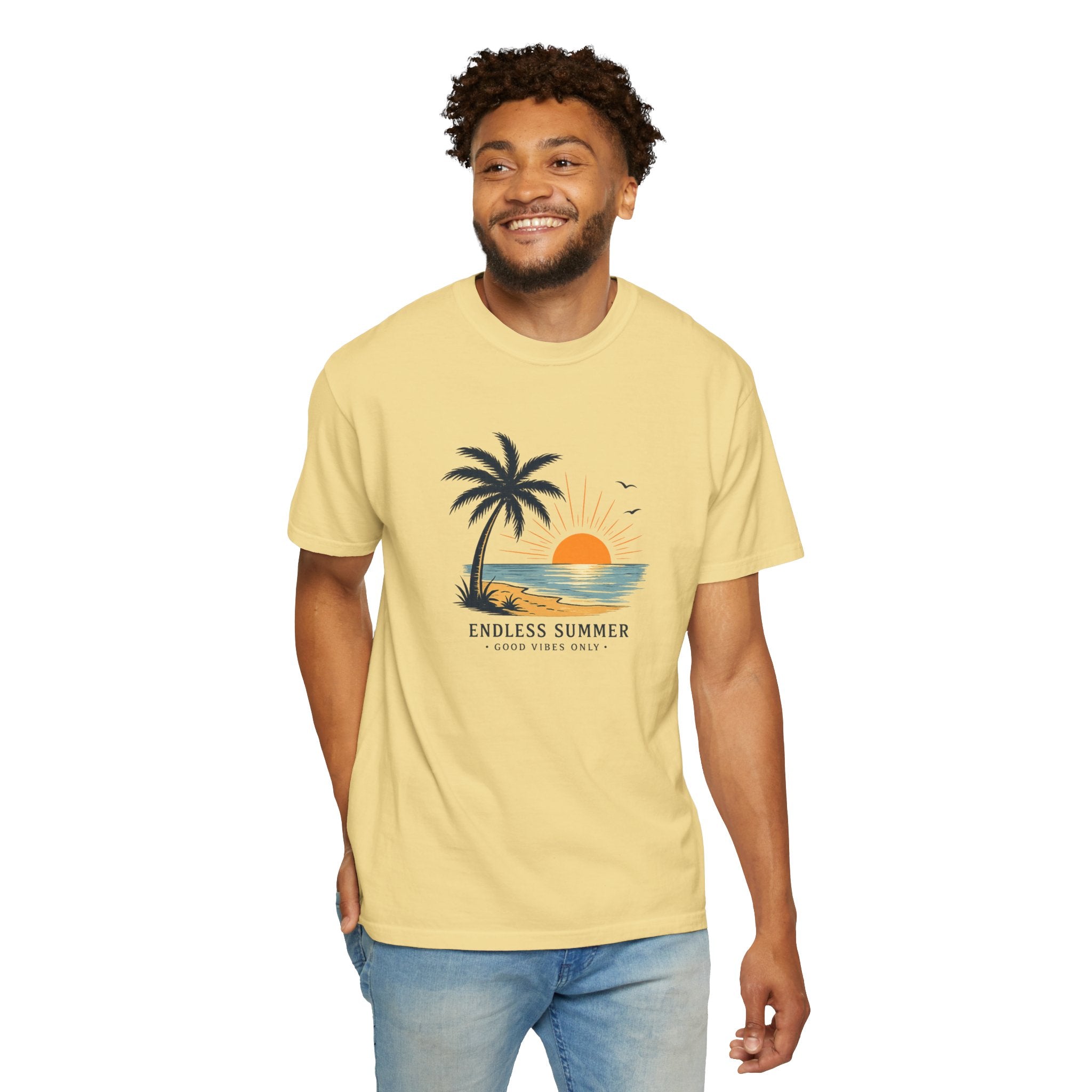 Endless Summer Beach T-Shirt — Sunset Palm Island Graphic Tee