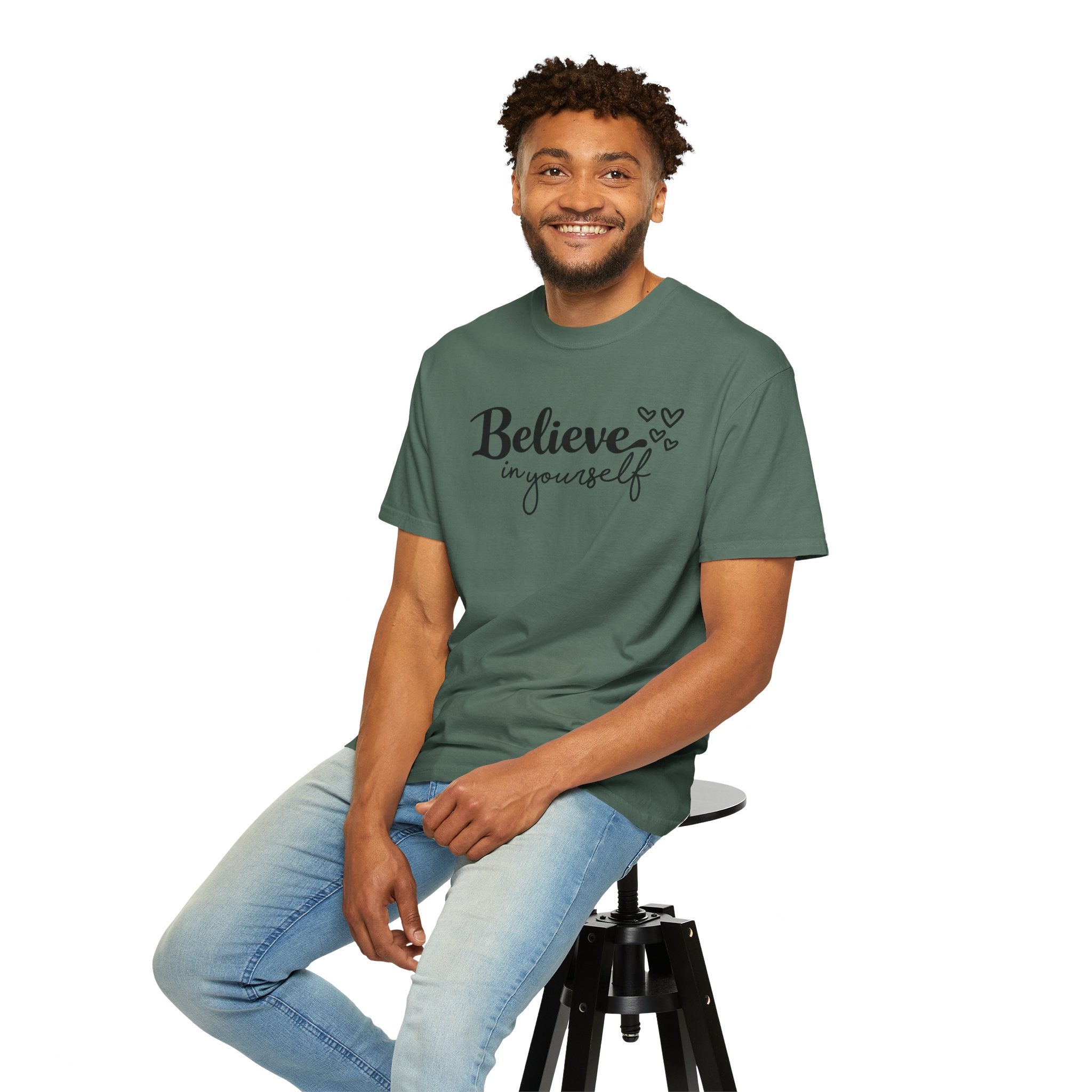 Believe in Yourself T-Shirt — Inspirational Graphic Tee with Hearts