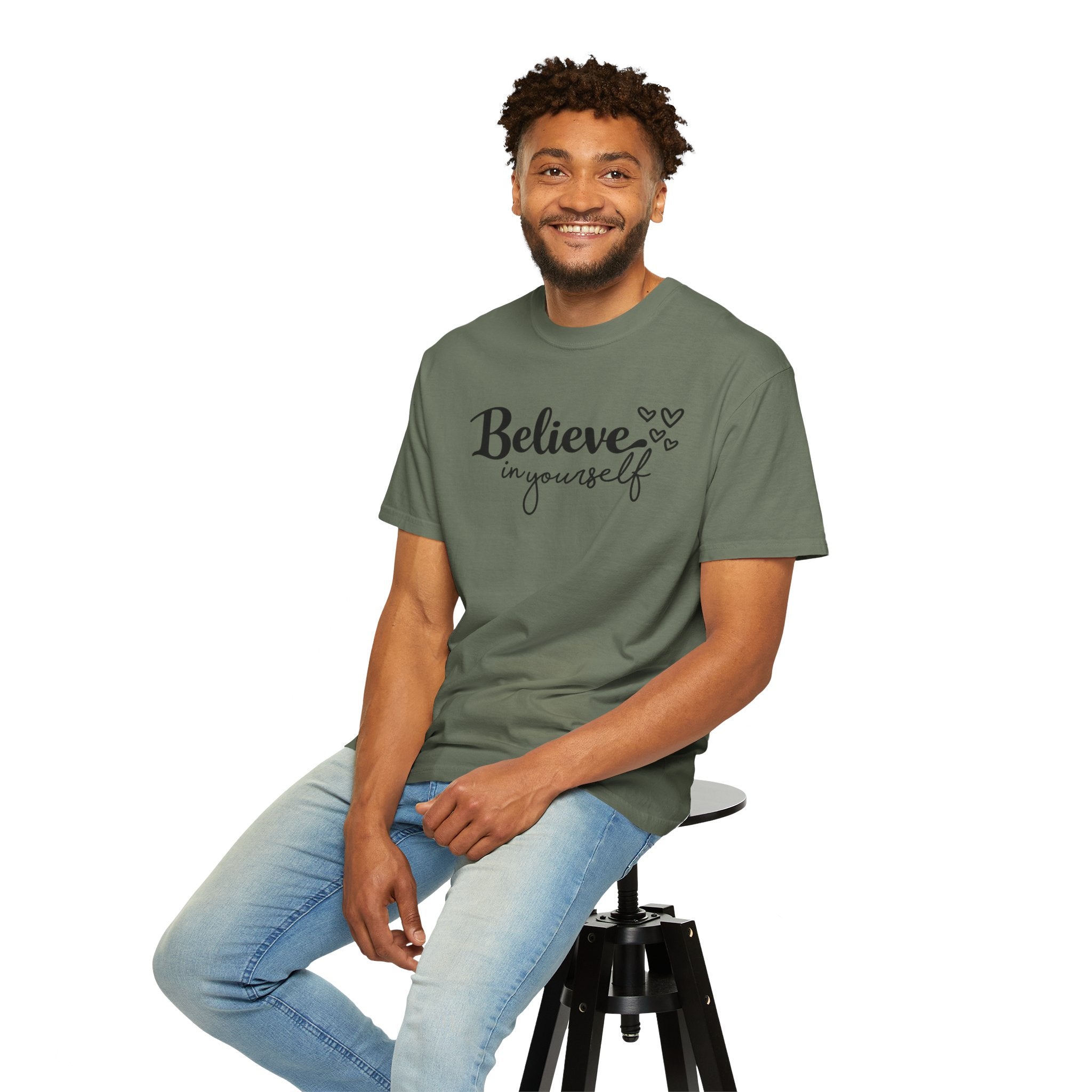 Believe in Yourself T-Shirt — Inspirational Graphic Tee with Hearts