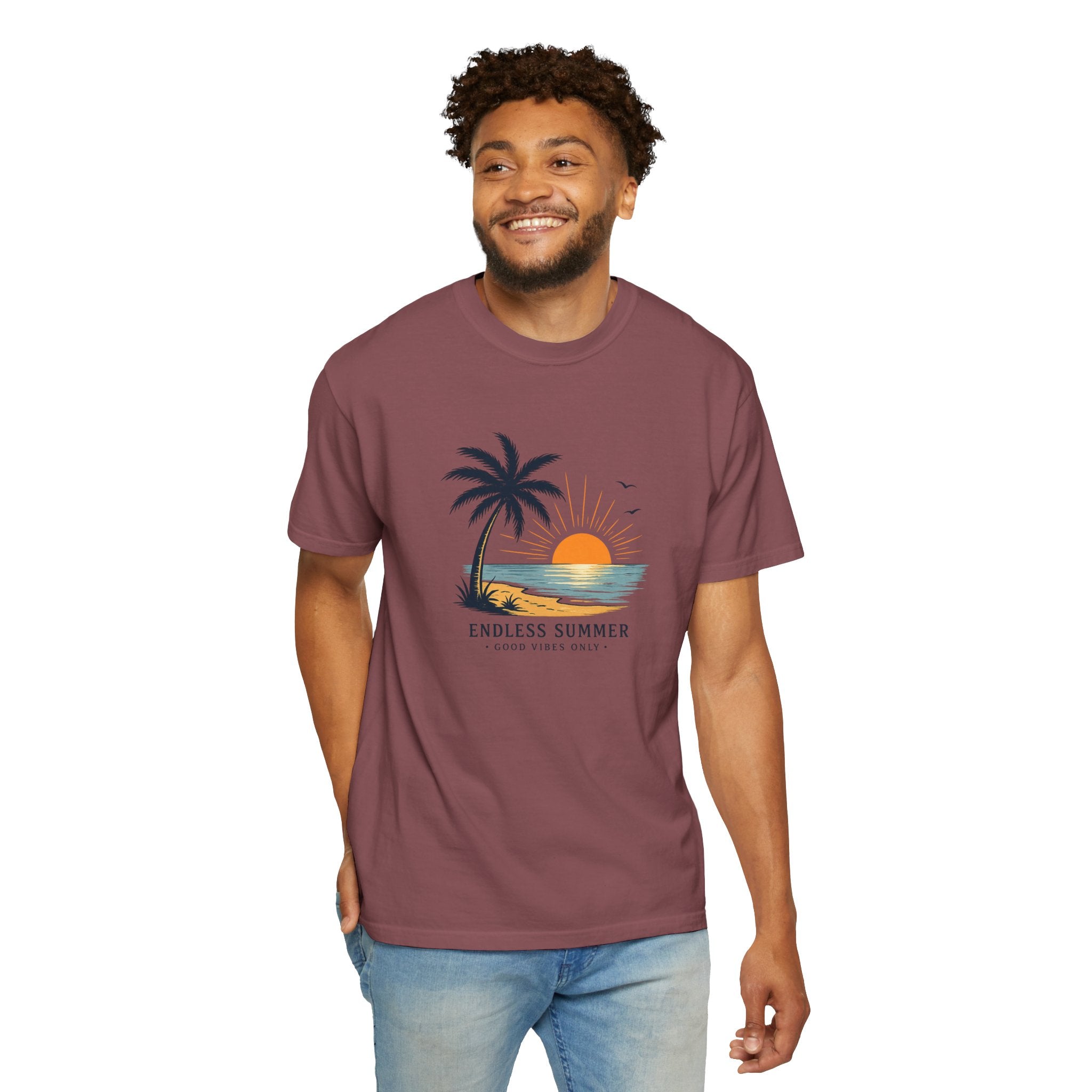Endless Summer Beach T-Shirt — Sunset Palm Island Graphic Tee