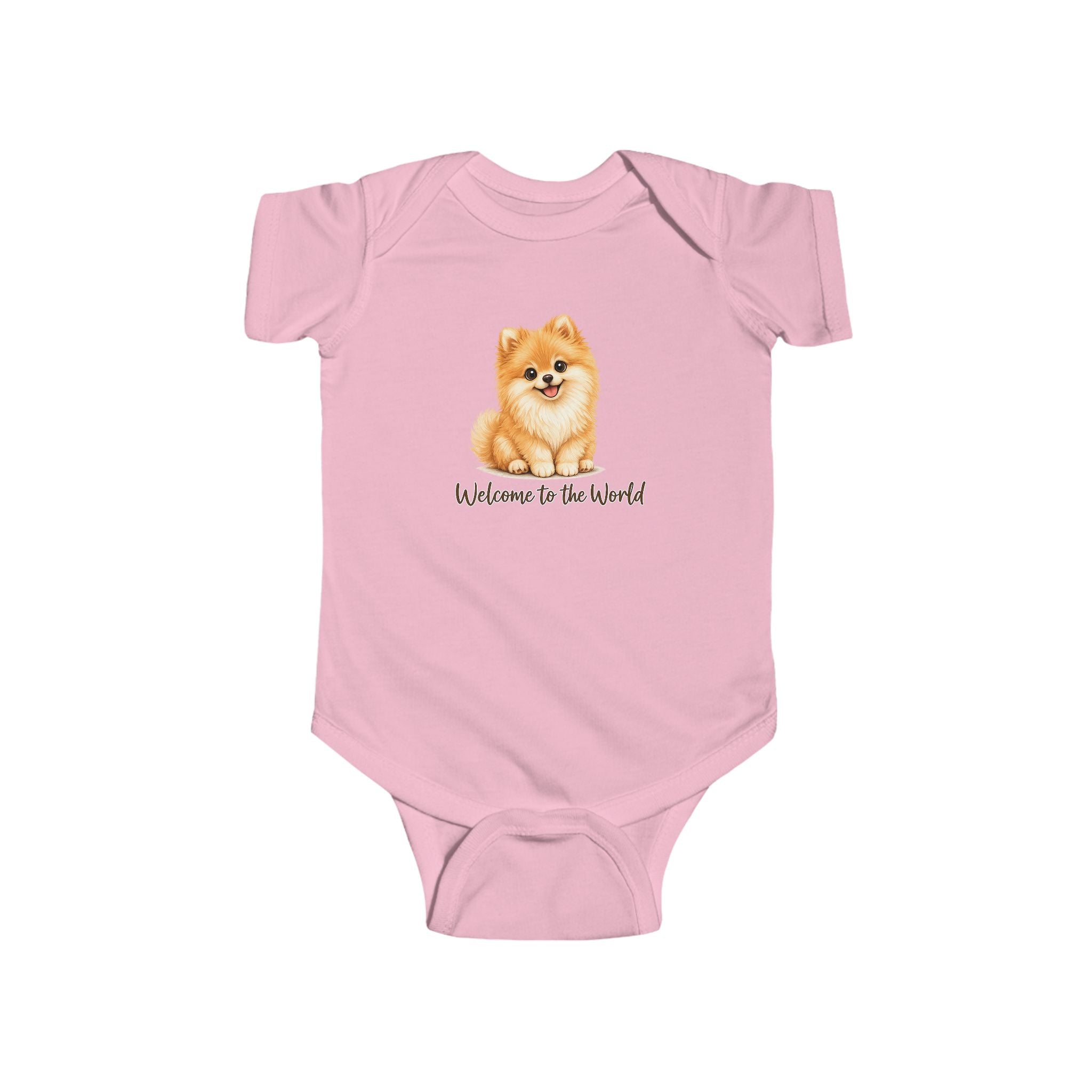 Infant Bodysuit – Cute Pomeranian "Welcome to the World" Newborn Onesie