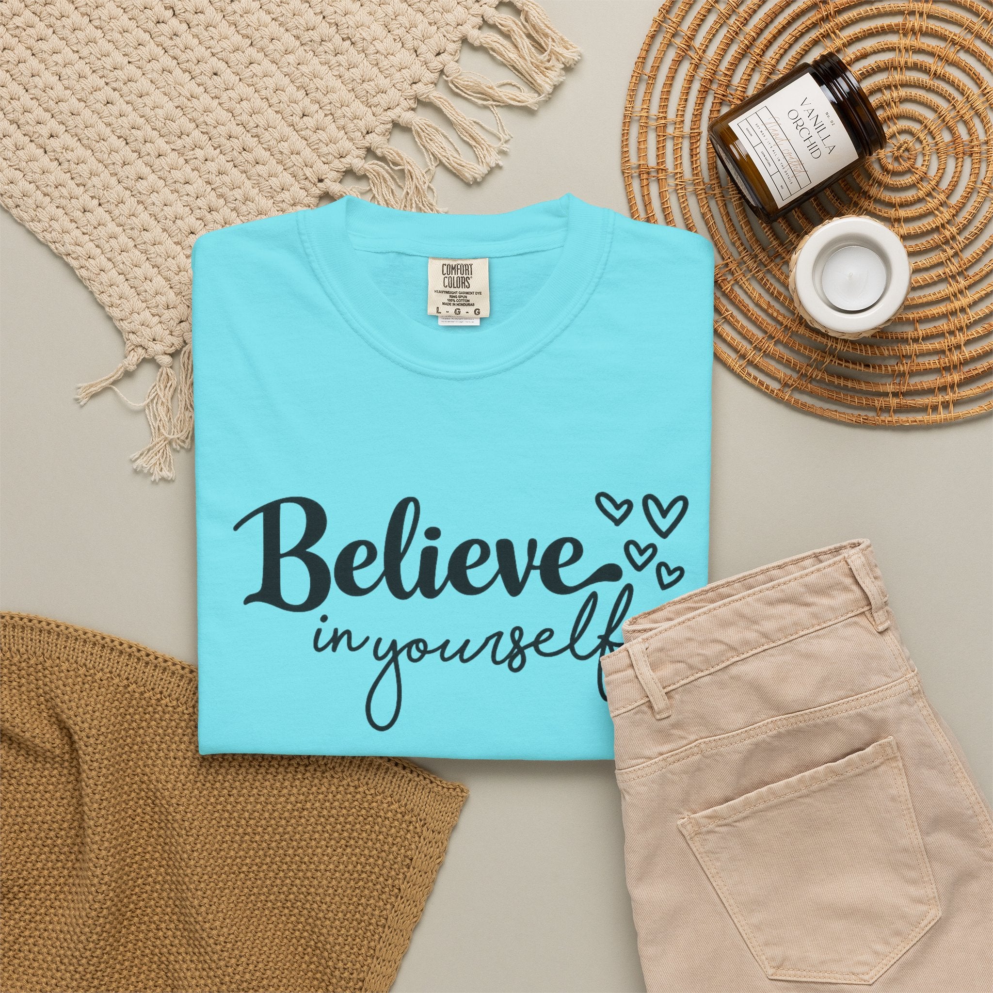 Believe in Yourself T-Shirt — Inspirational Graphic Tee with Hearts