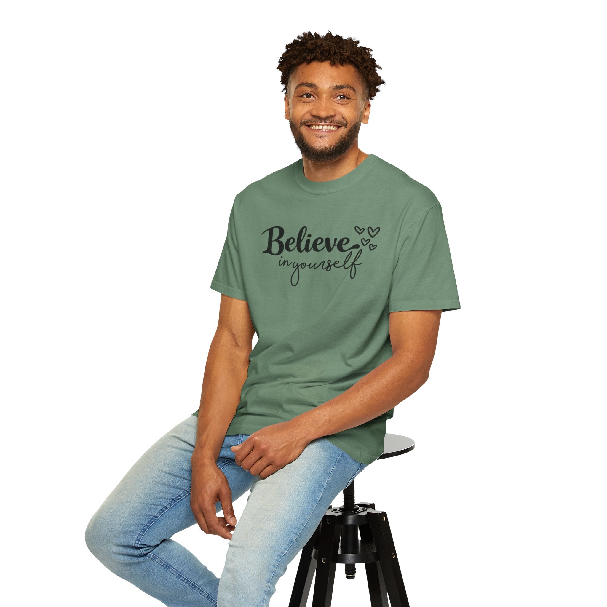 Believe in Yourself T-Shirt — Inspirational Graphic Tee with Hearts
