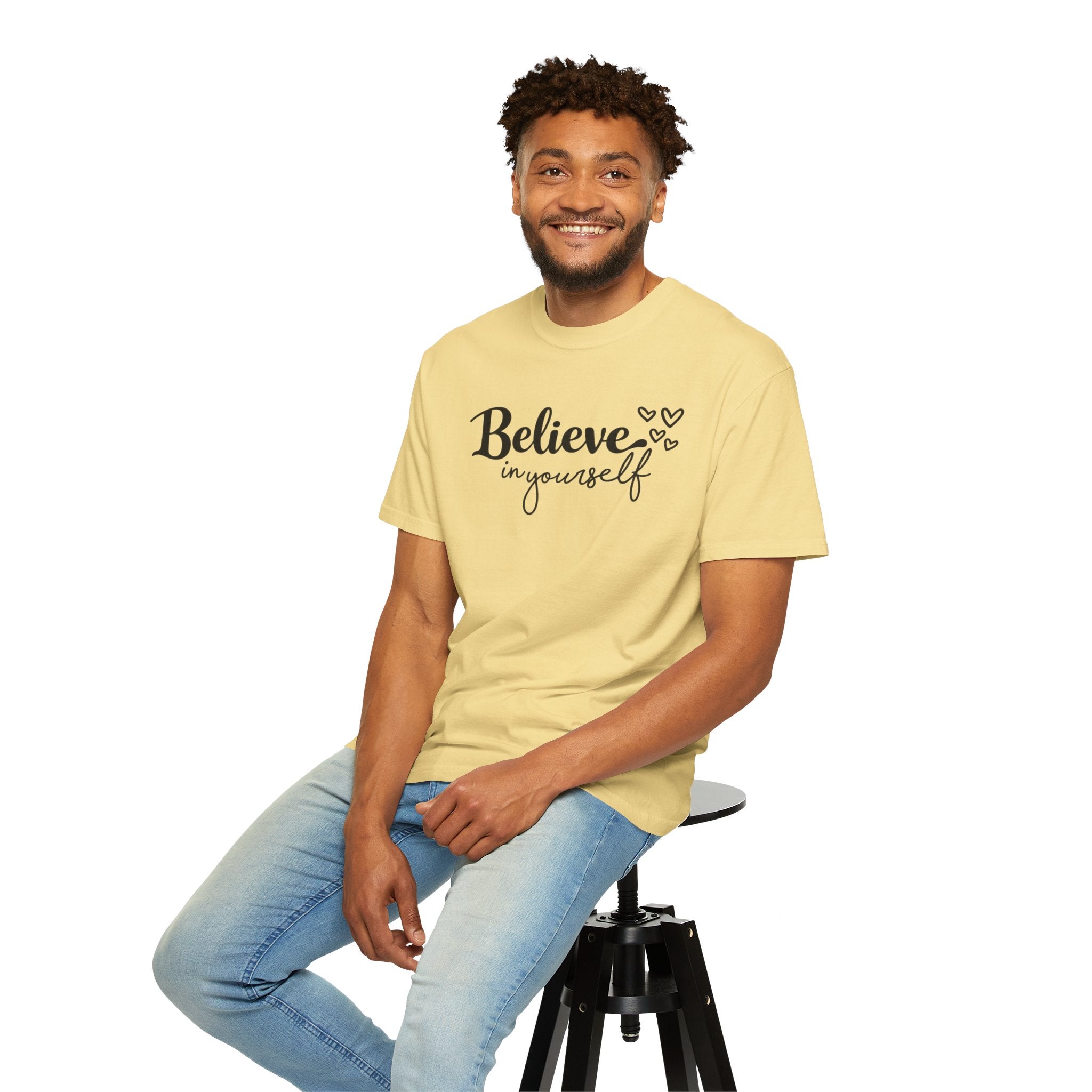 Believe in Yourself T-Shirt — Inspirational Graphic Tee with Hearts