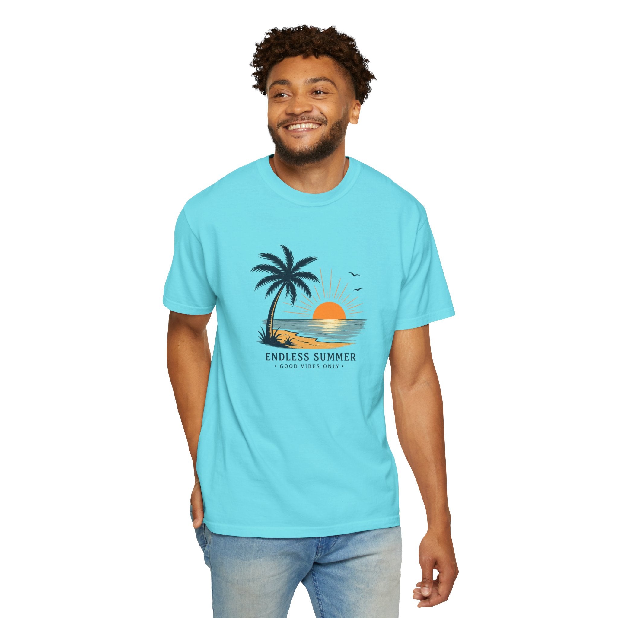 Endless Summer Beach T-Shirt — Sunset Palm Island Graphic Tee