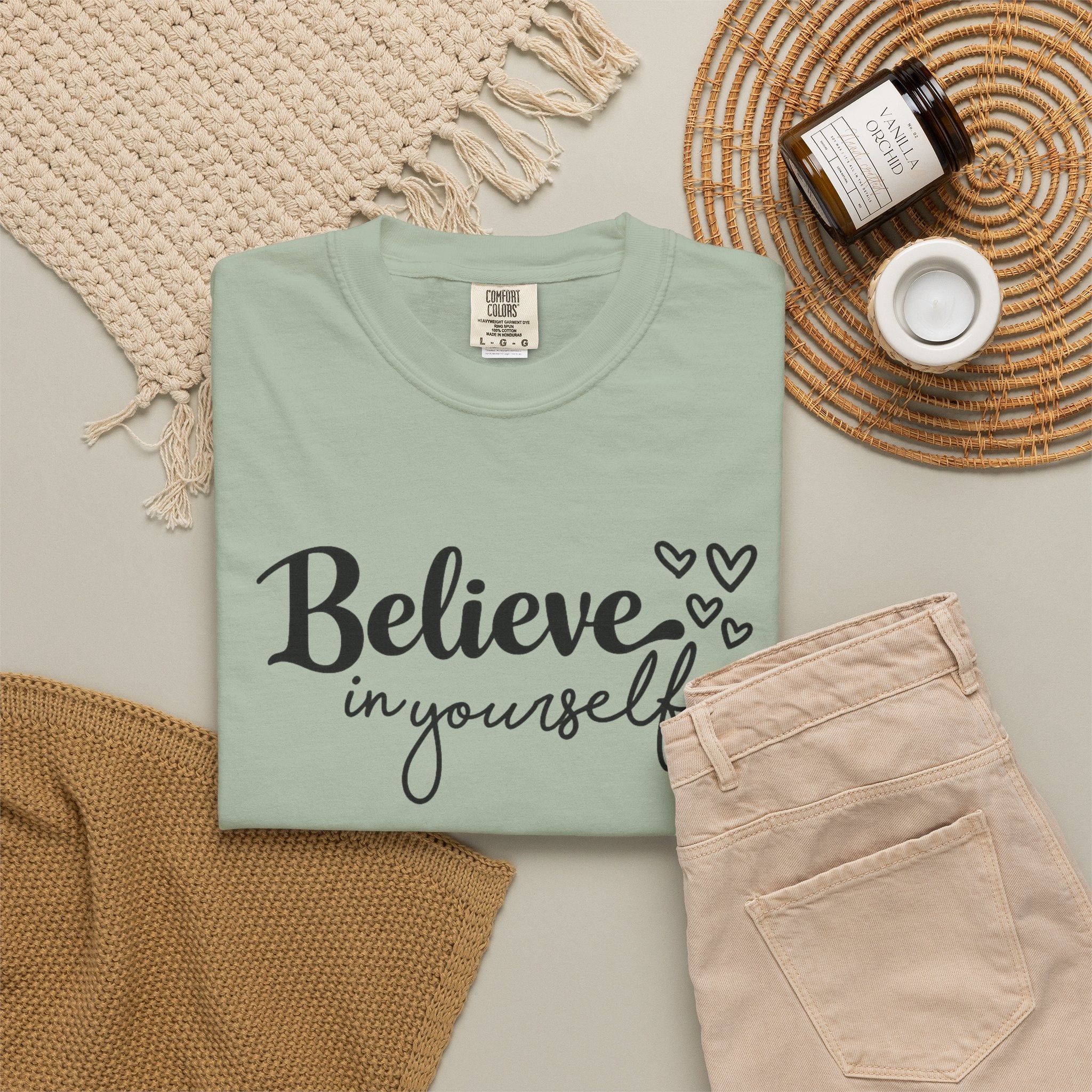Believe in Yourself T-Shirt — Inspirational Graphic Tee with Hearts