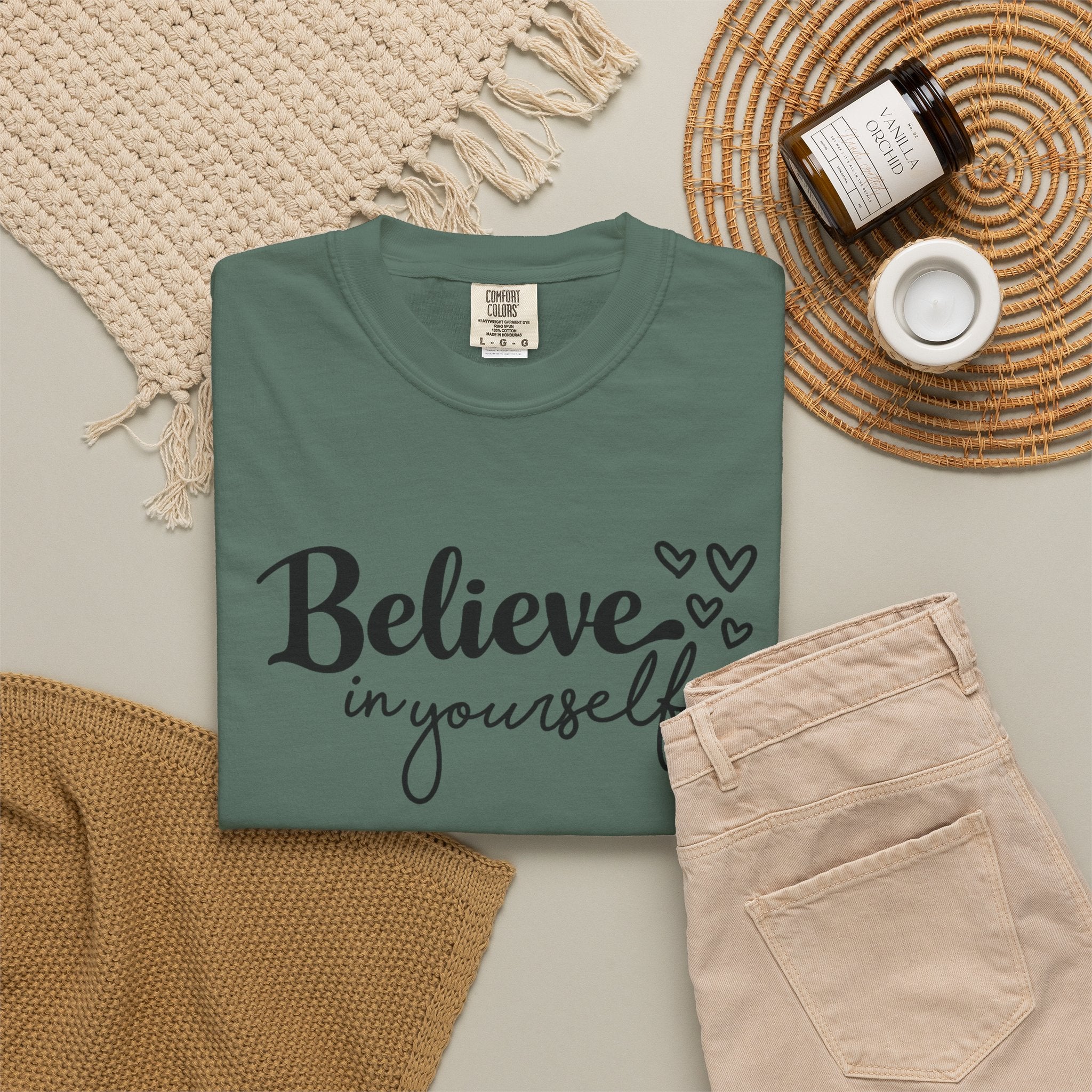 Believe in Yourself T-Shirt — Inspirational Graphic Tee with Hearts