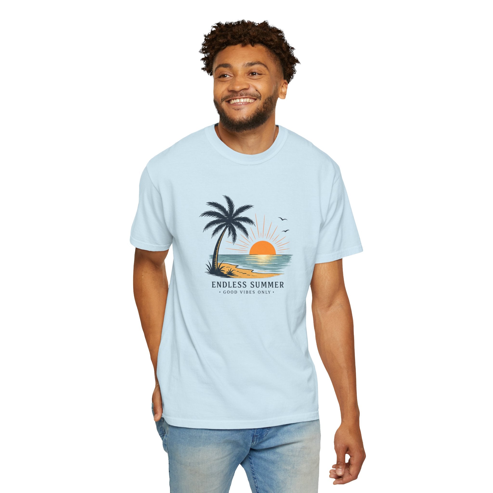 Endless Summer Beach T-Shirt — Sunset Palm Island Graphic Tee