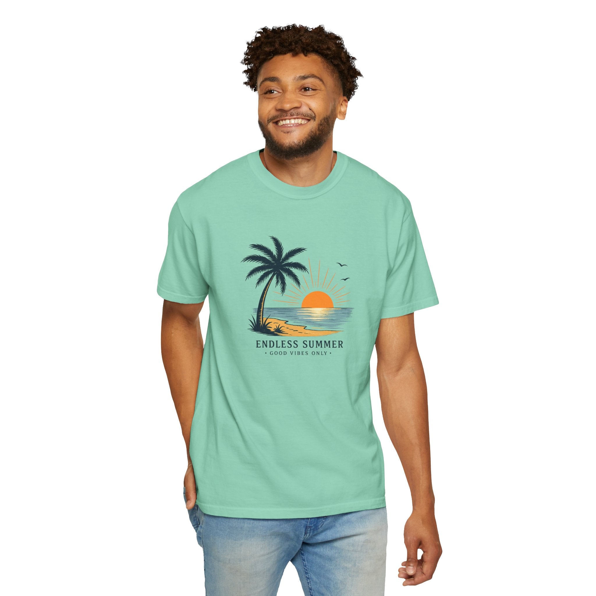 Endless Summer Beach T-Shirt — Sunset Palm Island Graphic Tee