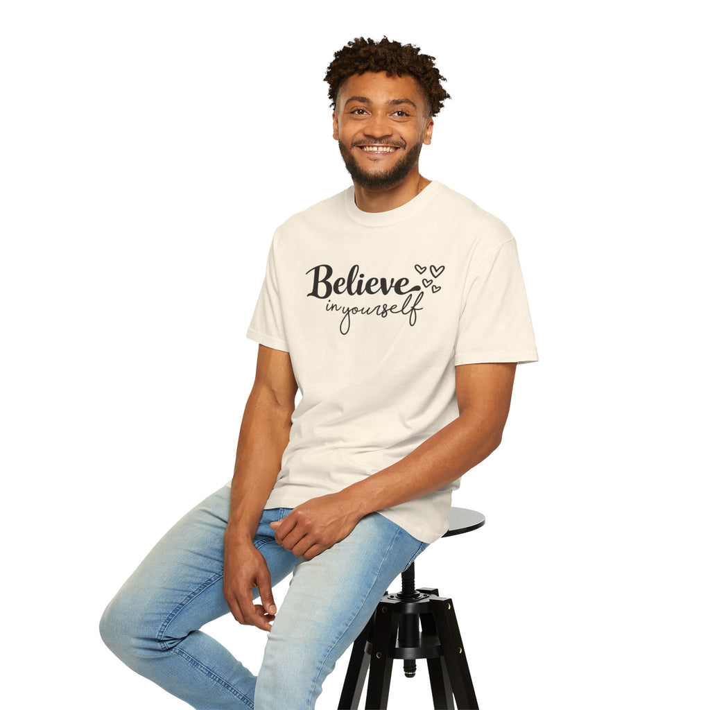 Believe in Yourself T-Shirt — Inspirational Graphic Tee with Hearts