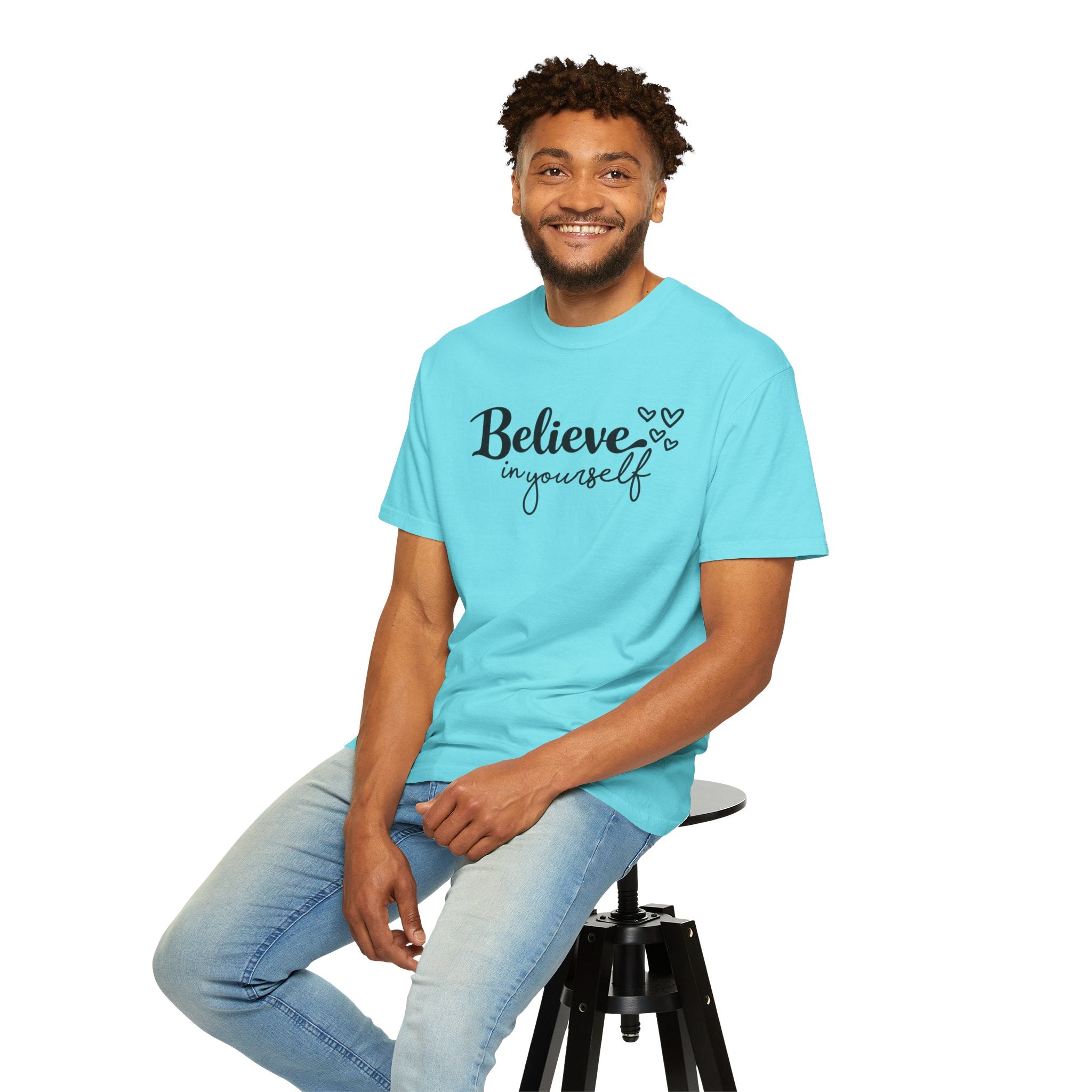 Believe in Yourself T-Shirt — Inspirational Graphic Tee with Hearts