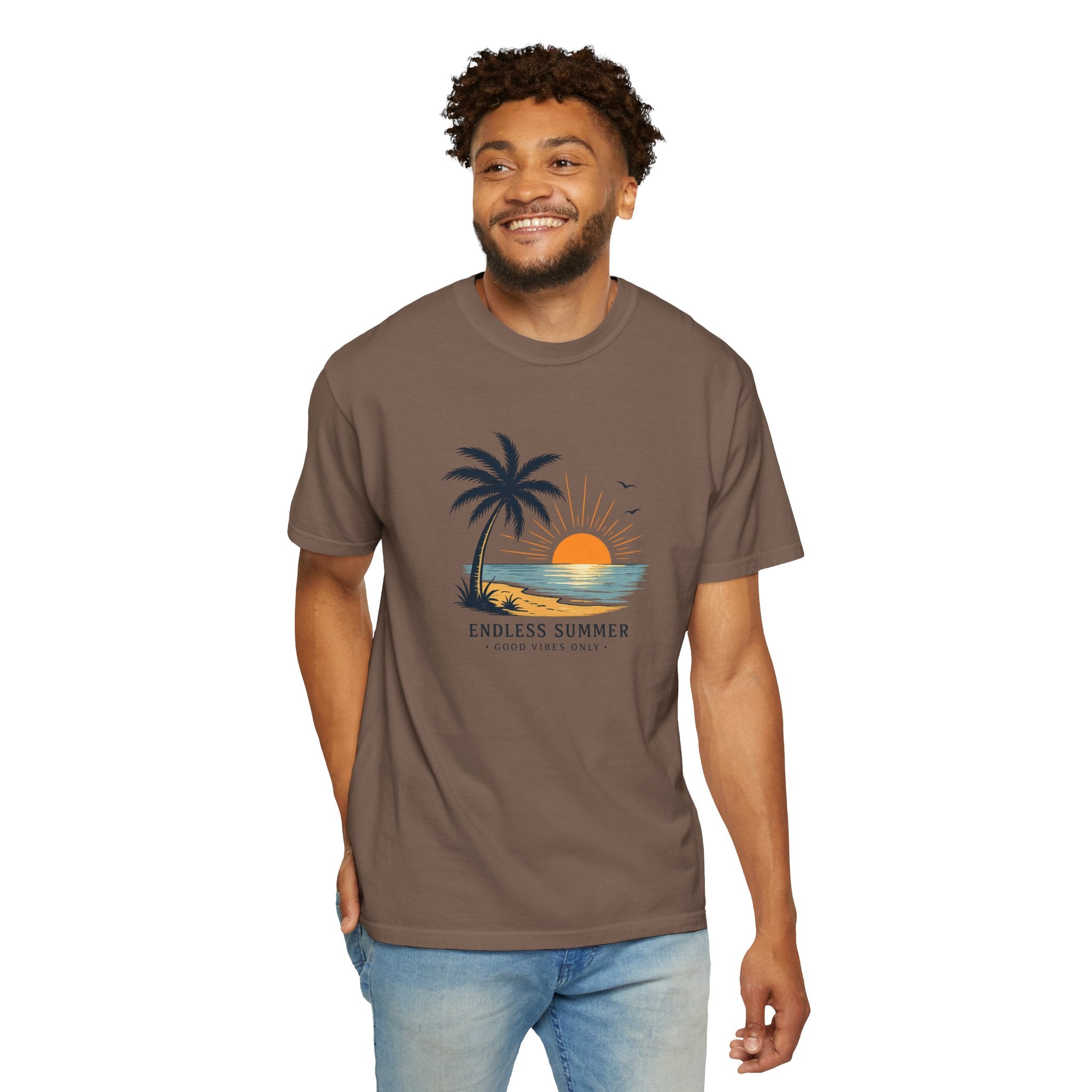 Endless Summer Beach T-Shirt — Sunset Palm Island Graphic Tee