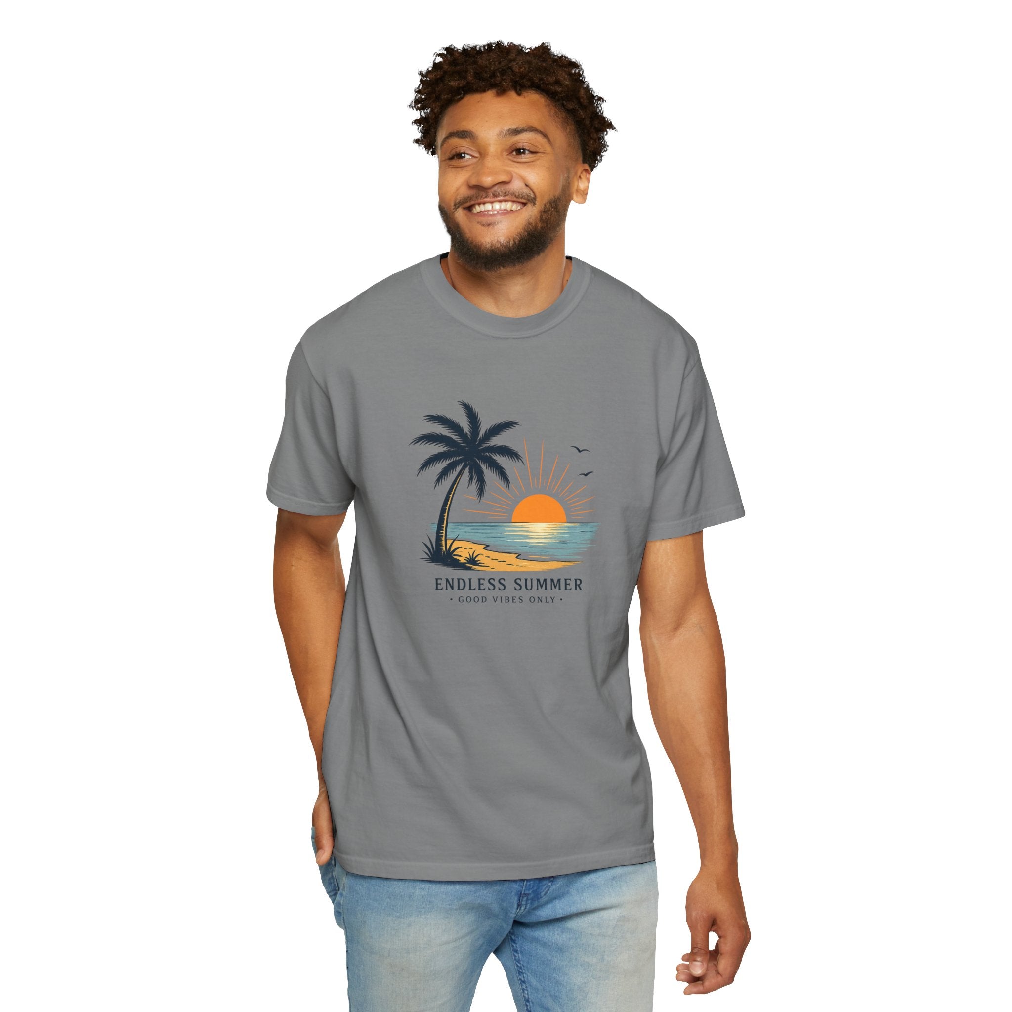 Endless Summer Beach T-Shirt — Sunset Palm Island Graphic Tee