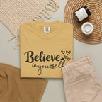 Believe in Yourself T-Shirt — Inspirational Graphic Tee with Hearts