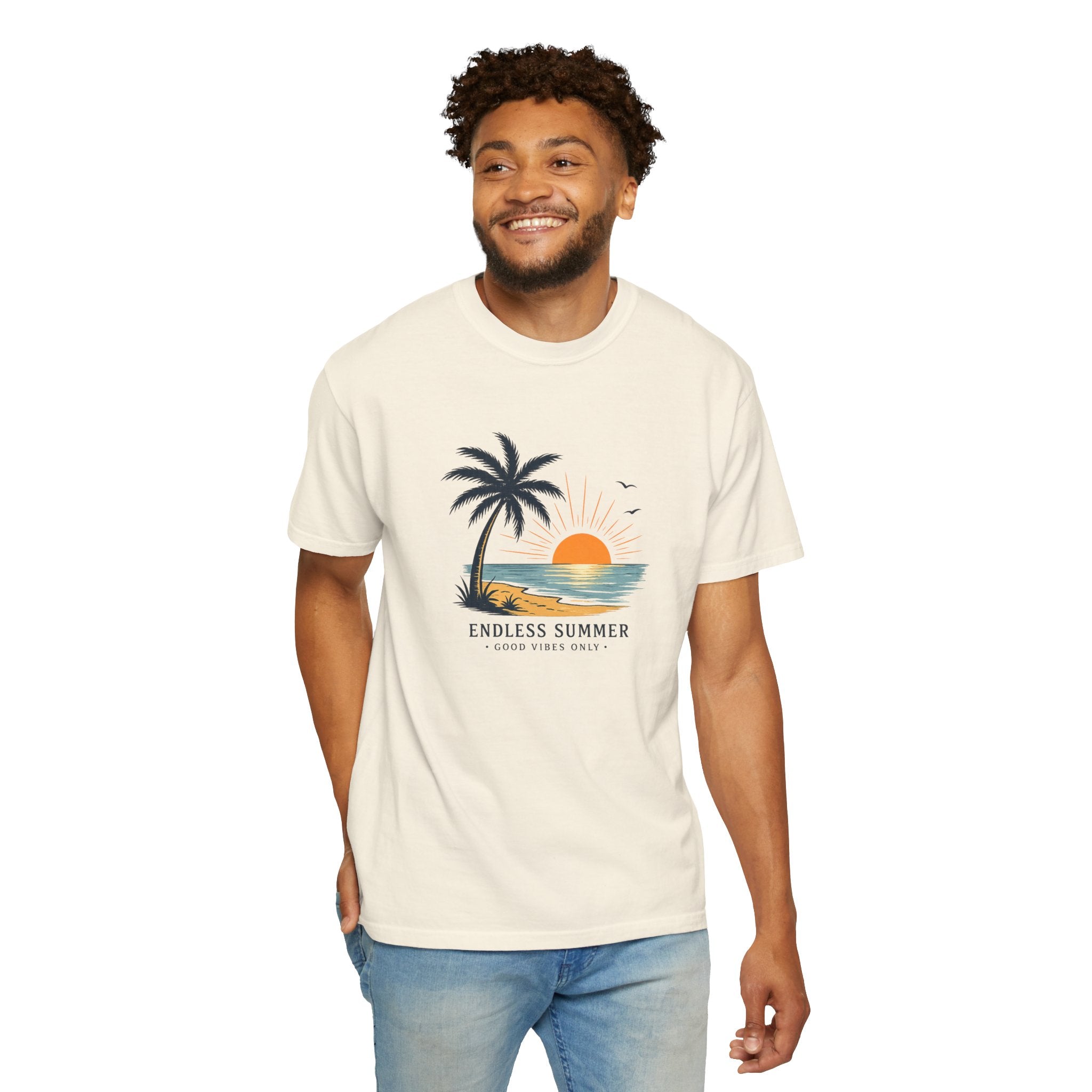 Endless Summer Beach T-Shirt — Sunset Palm Island Graphic Tee