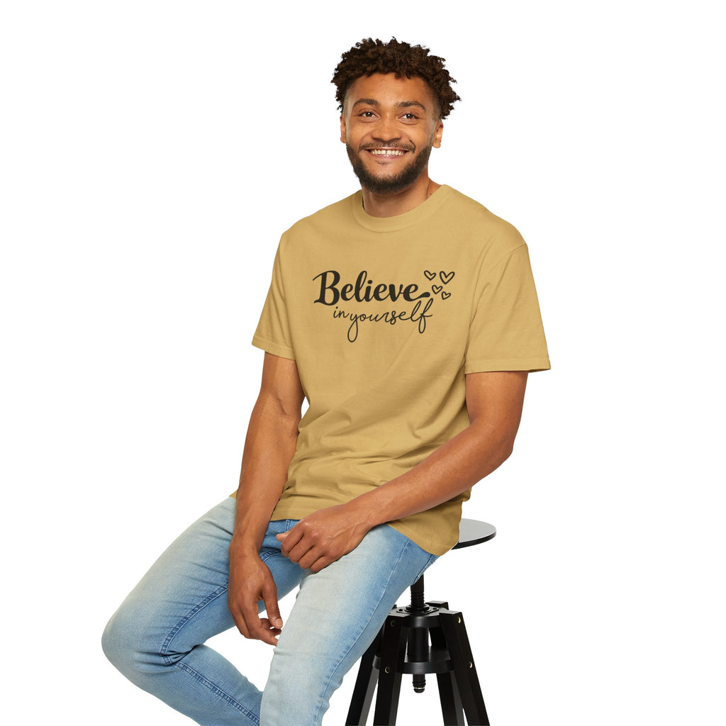 Believe in Yourself T-Shirt — Inspirational Graphic Tee with Hearts