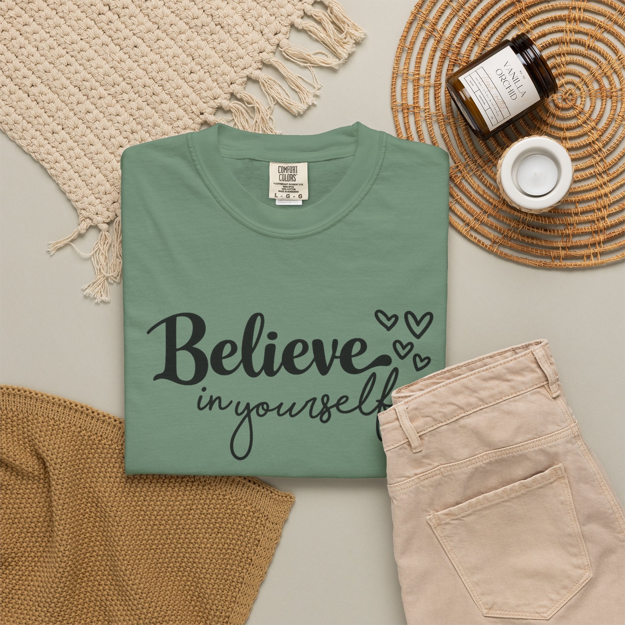 Believe in Yourself T-Shirt — Inspirational Graphic Tee with Hearts