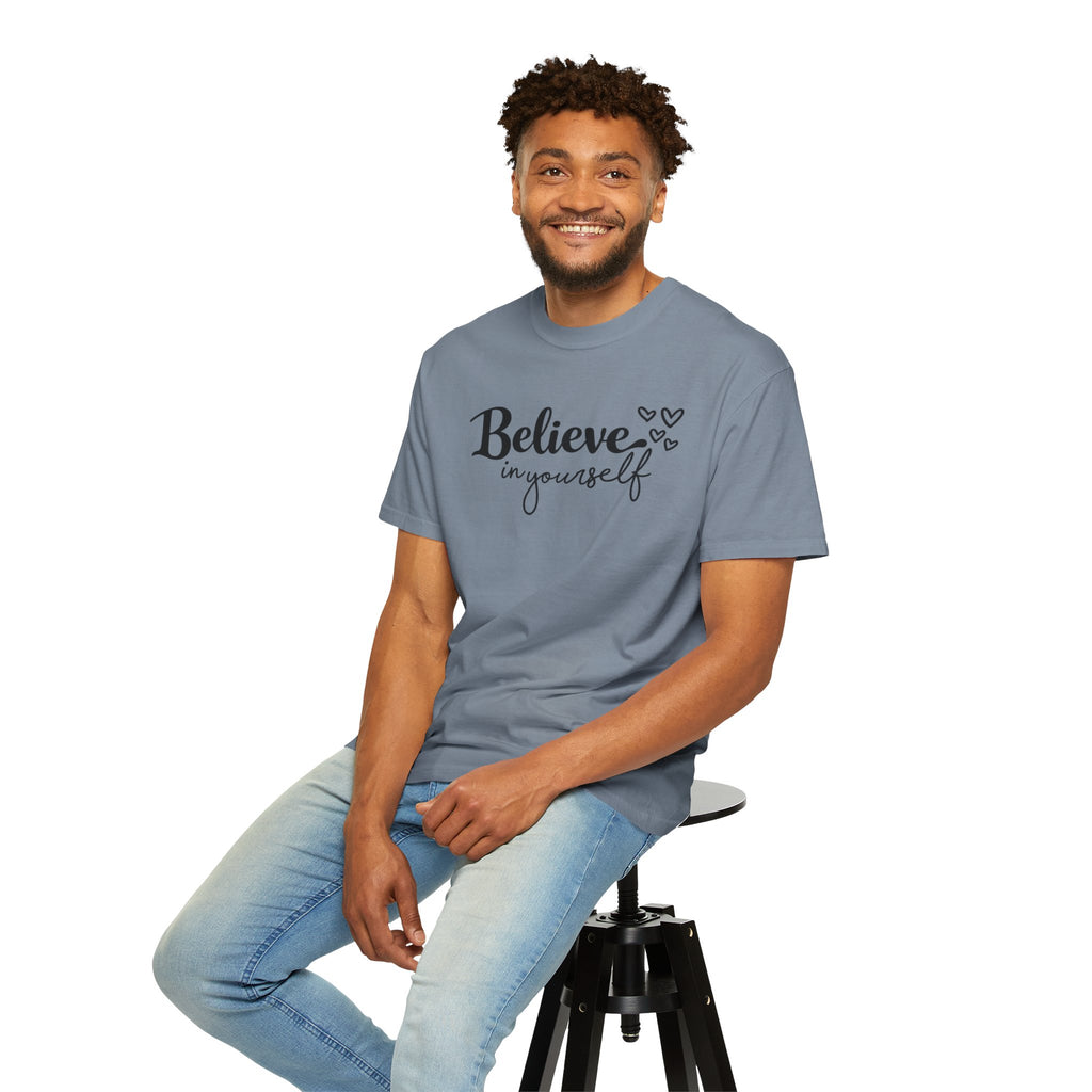 Believe in Yourself T-Shirt — Inspirational Graphic Tee with Hearts